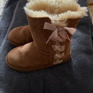 UGG Tan Boots with light pink bow detailing